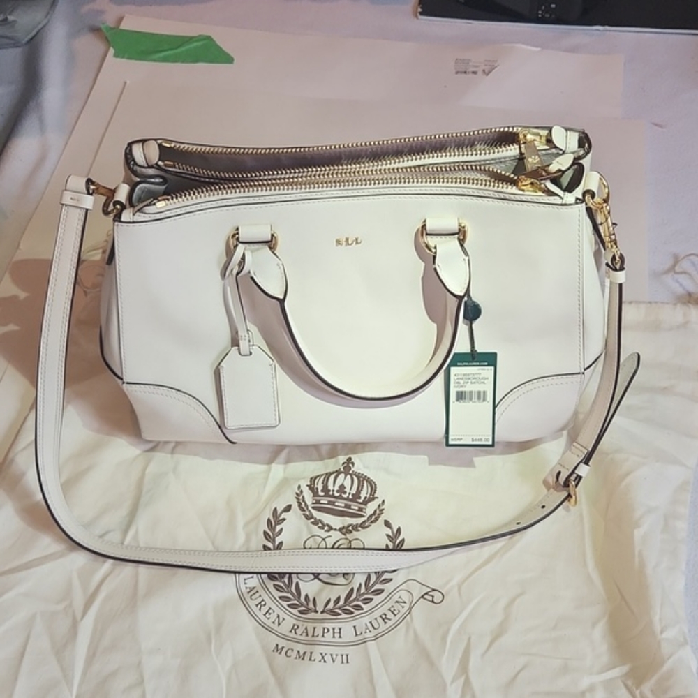 RALPH LAUREN RALPH handbag Lanesborough shoulder bag 2 Way Cream & Gold leather